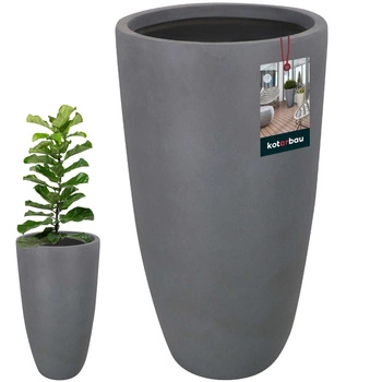 Keramický květináč s vlákny velký do obývacího pokoje šedá 32x62 cm