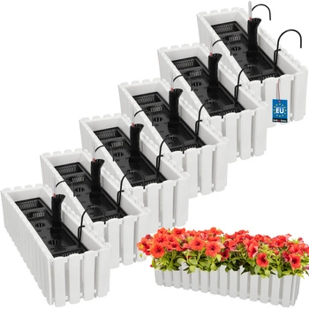 Květináč balkónový bílý na zábradlí 600 MM Sada 6 ks..