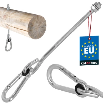 Hák na houpačku s karabinou šroubový do dřeva m10 230 mm