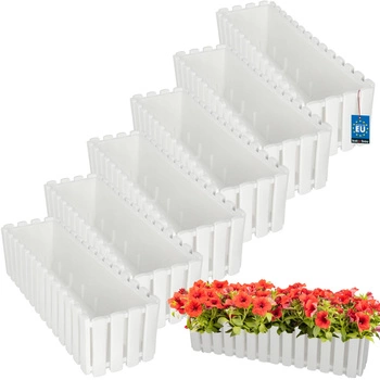 Květináč balkónový bílý na zábradlí 600 MM Sada 6 ks..