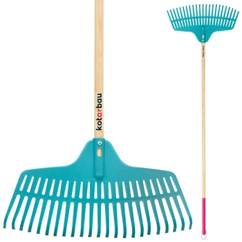 Plastové hrábě s 23 zuby a dřevěnou násadou