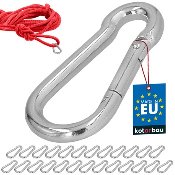 Hasičský karabina pro houpačky lana sítě kovová 50 mm sada 25 ks.
