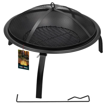 Zahradní krb s roštem skládací ocel 56x39 cm