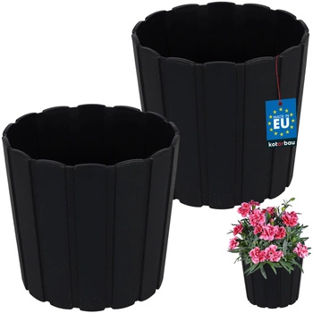 Plastový květináč na květiny antracit 15cm sada 2 ks.