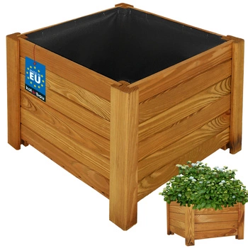 Zahradní květináč na terasu venkovní dřevěný dub 38x38cm