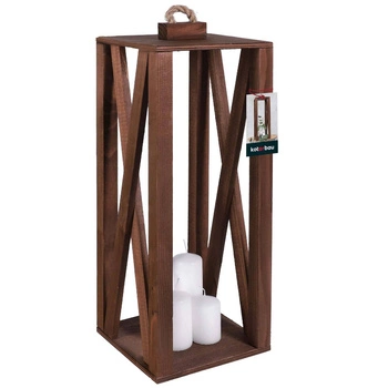 Dřevěná lucerna na svíčku hnědá 20x20 cm