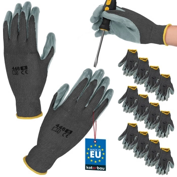 Rukavice pracovní protiskluzové potažené latexem šedé velikost m sada 12 ks.
