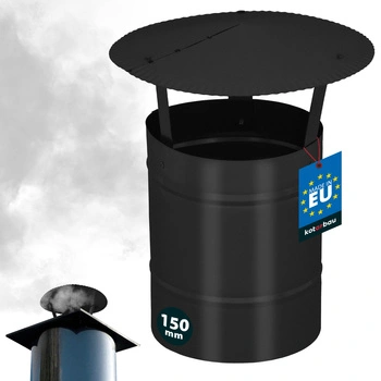 Stříška kouřová na komínové potrubí pozinkovaná černá 150 mm