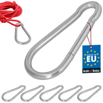 Hasičský karabina pro houpačky lana sítě kovová 200 mm sada 5 ks.