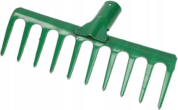 Zahradní hrábě zesílené 10-zubé kovové - Barva zelená