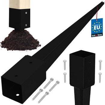 Základna sloupu zapuštěná do země ocel černá 80x80x750 mm