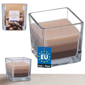 Skleněná vonná svíčka tricolour 32 h - káva kotarbau