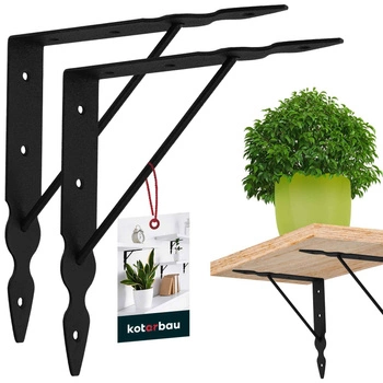 Podpěra police s výztuhou černá 20x20 cm sada 2 ks.