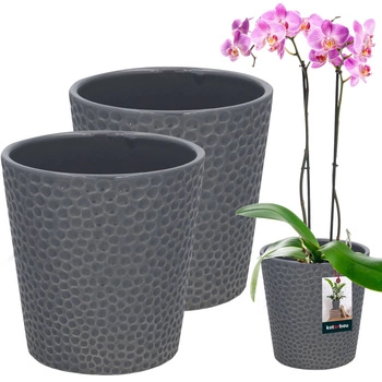 Keramický květináč popel rostliny orchideje 9,5 cm sada 2 ks.
