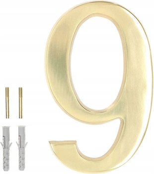Číslo domu "9" na dveře 3d 20cm mosazné