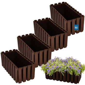 Květináč balkonová truhlík na zábradlí rustikální hnědý 400 mm sada 4 ks.