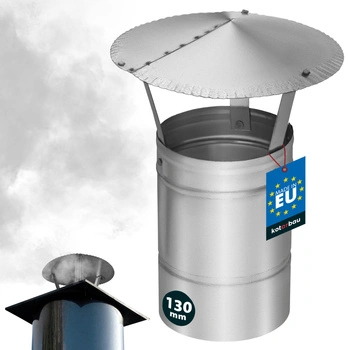 Stříška kouřová na komínové potrubí pozinkovaná stříbrná 130 mm