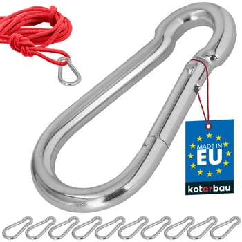 Hasičský karabina pro houpačky lana sítě kovová 120 mm sada 10 ks.