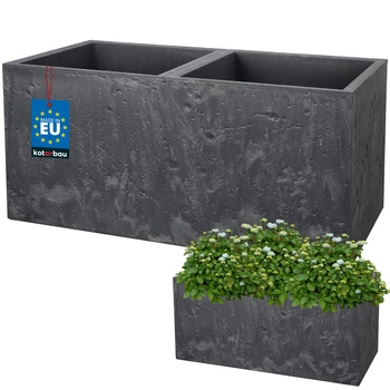 Květináč obdélníkový dvojitý beton industriální marengo 77 cm