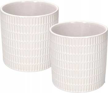 Sada 2x obal na květináč 12 glazovaná keramika