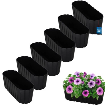 Květináč podlouhlý na květiny antracit 40 cm sada 6 ks.