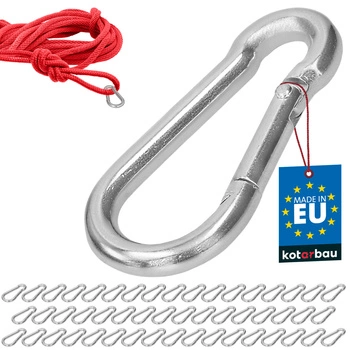 Hasičský karabina pro houpačky lana sítě kovová 60 mm sada 50 ks.