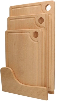 Dřevěná kuchyňská prkénka sada 3 ks. + stojan hnědá kotarbau