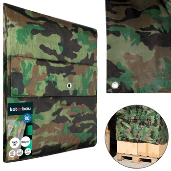 Plachta ochranná pevná silná univerzální moro 80 g/m2 4x6 m