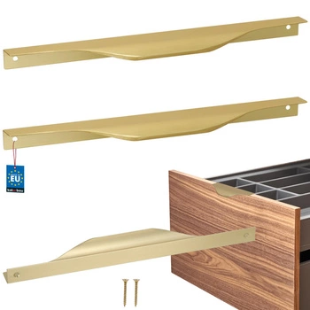 Hranatá nábytková úchytka moderní hliník zlatý mat 256 mm sada 2 ks.