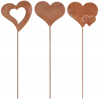 Sada kovaných figurek zahradní dekorace rezavé srdce