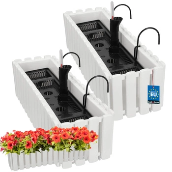 Květináč balkónový bílý na zábradlí 600 MM Sada 2 ks..