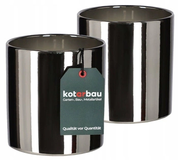 Květináč stříbrný keramický lesklý fi130 sada 2 ks.