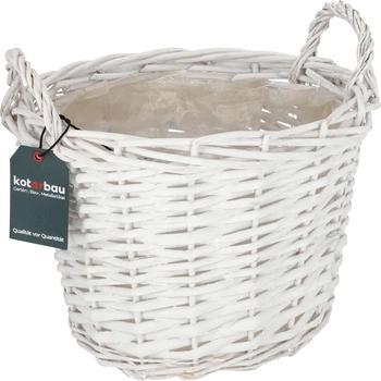 Koš z proutí, květinová nádoba na květiny a stromek fi 31 cm - Barva bílá