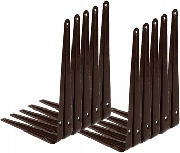 Rohový držák na polici, podpěra 20x15 cm, 10 ks - Hnědá barva