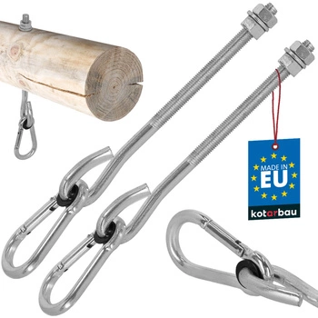 Hák na houpačku s karabinou šroubový do dřeva m12 230 mm sada 2 ks.