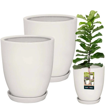 Keramické glazované bílé květináče 26 cm sada 2 ks.
