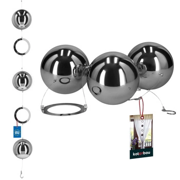 Zrcadlový dekorativní věnec stříbrné ocelové kuličky vysoký lesk 100 cm