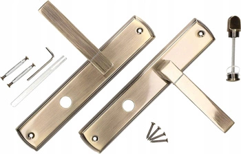 Klika dveřní s blokací WC dlouhá štít patina 90 mm - Barva patina