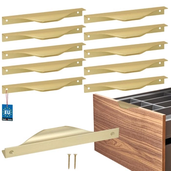 Hranatá nábytková úchytka moderní hliník zlatý mat 160 mm sada 10 ks.