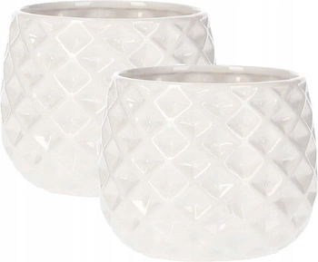 Sada 2x květináč keramika glazovaný 13 cm - Barva bílá