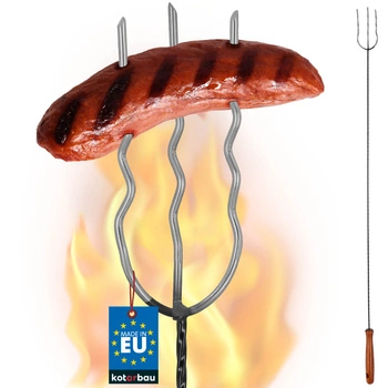 Tyč na klobásy tříhrotá zvlněná vidlice na oheň 123 cm