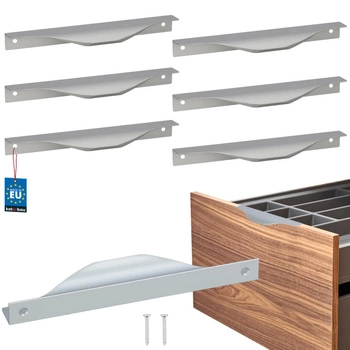 Hranatá nábytková úchytka moderní hliník stříbrná 160 mm sada 6 ks.