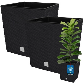 Zahradní ratanový květináč s vložkou antracit 32x32 cm sada 2 ks.