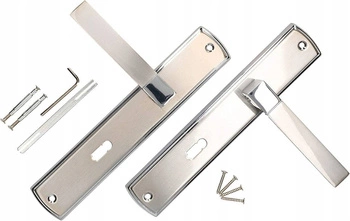 Dveřní klika 72mm dlouhý štít na klíč set - Barva nikl-chrom