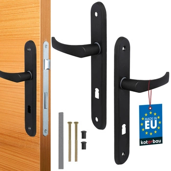 Sada dveřních klik 72 černá s dlouhou rozetou na klíč