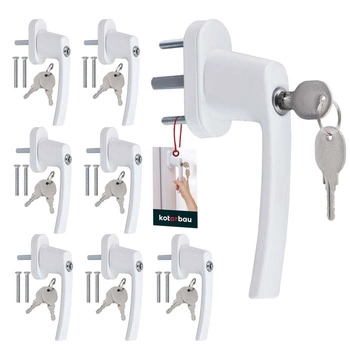 Okenní klika s klíčem hliníková bílá sada 8 ks.
