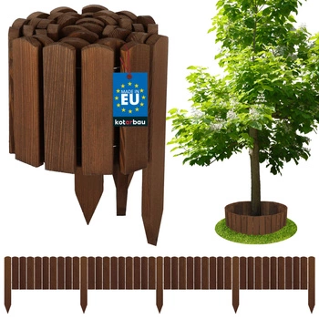 Zahradní plot palisádový dřevěný obrubník hnaný hnědý 200x20 cm