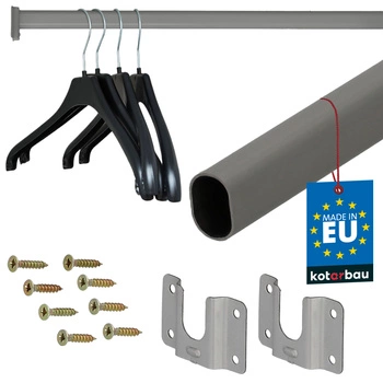 Tyč do skříně na oblečení lakovaná šedá 100 cm