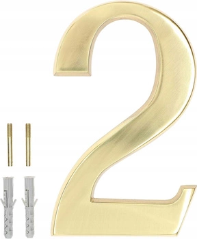 Číslo domu "2" na dveře 3d 20cm mosazné