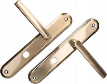 Klika dveřní s blokací WC dlouhá štít patina 72 mm - Barva patina